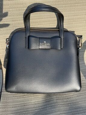 kate spade Black Leather Bow Top-Handle Bag